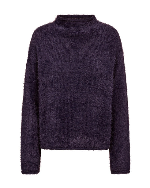 Freequent FQCAT Soft Fluffy Knit Funnel Neck Pullover 206735 NS - Nightshade