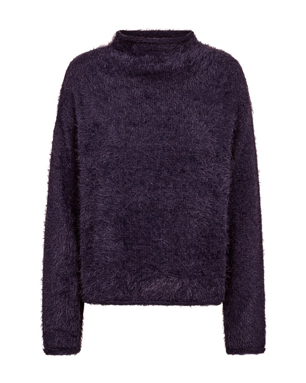 Freequent FQCAT Soft Fluffy Knit Funnel Neck Pullover 206735 NS - Nightshade
