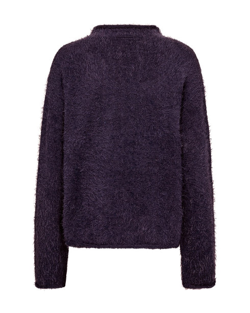 Freequent FQCAT Soft Fluffy Knit Funnel Neck Pullover 206735 NS - Nightshade