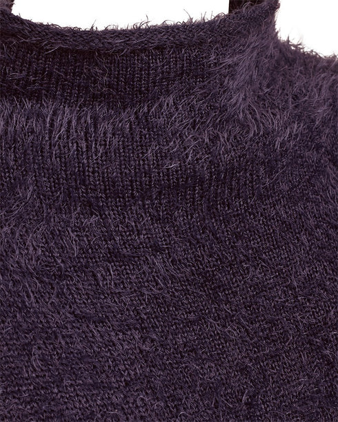 Freequent FQCAT Soft Fluffy Knit Funnel Neck Pullover 206735 NS - Nightshade