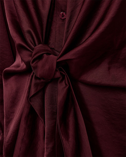Freequent FQDove Blouse with Knotted Detail – Port Royale Bordeaux 206779