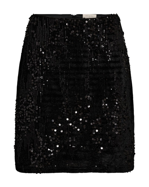Freequent FQDOFFI Black A-Line Skirt with Sequins 207118