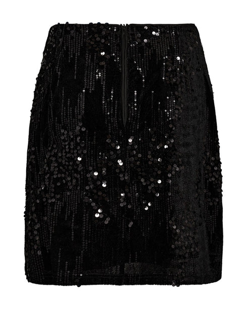 Freequent FQDOFFI Black A-Line Skirt with Sequins 207118