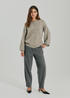 Freequent Womens Crop Barrel Leg Trousers 207645 DGMEL - Dark Grey Melange