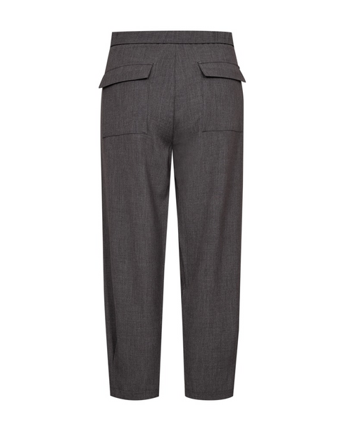 Freequent Womens Crop Barrel Leg Trousers 207645 DGMEL - Dark Grey Melange