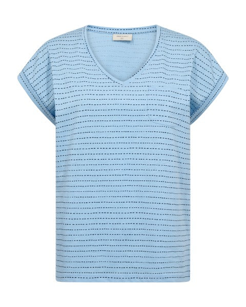 Freequent VIVA Tee Blue Bell w. Navy Striped Print 207663