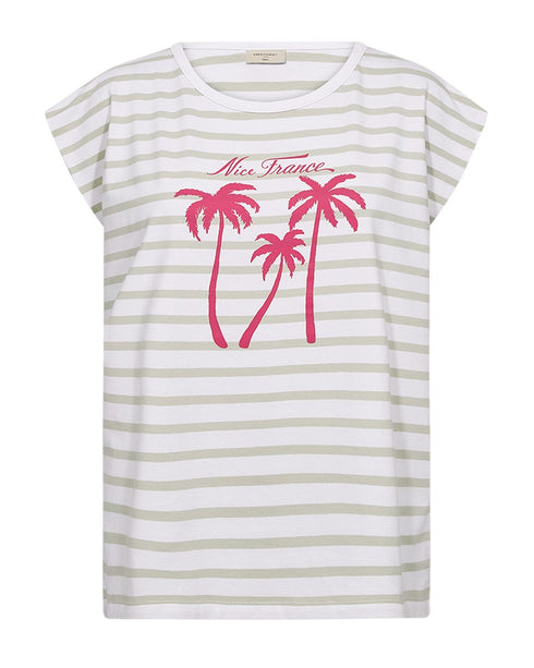 Freequent FQFENJAL Striped Organic Cotton T-Shirt Brilliant White Moonbeam 208015