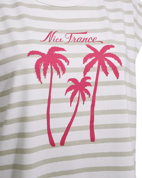 Freequent FQFENJAL Striped Organic Cotton T-Shirt Brilliant White Moonbeam 208015