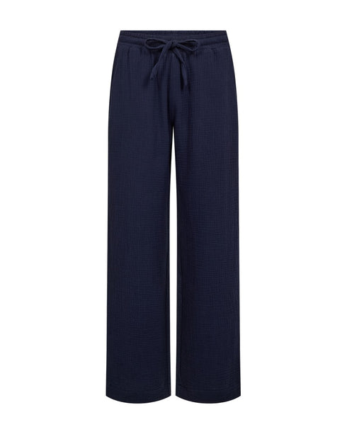 Freequent FQLAVA 7/8 Linen Pants Navy Blazer Elasticated Drawstring Waist