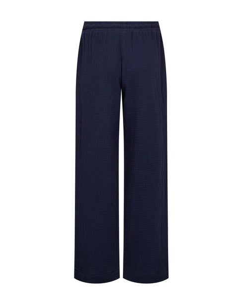 Freequent FQLAVA 7/8 Linen Pants Navy Blazer Elasticated Drawstring Waist