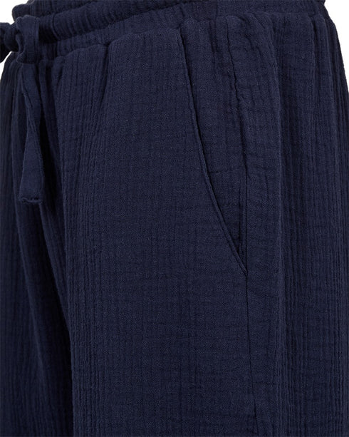 Freequent FQLAVA 7/8 Linen Pants Navy Blazer Elasticated Drawstring Waist