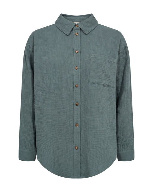 Freequent MINGO 208152 Long Sleeve Lightweight 100% Cotton Shirt in Dark Forest Green