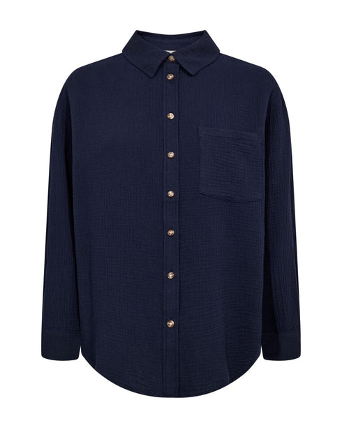 Freequent MINGO 208152 Long Sleeve Lightweight 100% Cotton Shirt in Navy Blazer