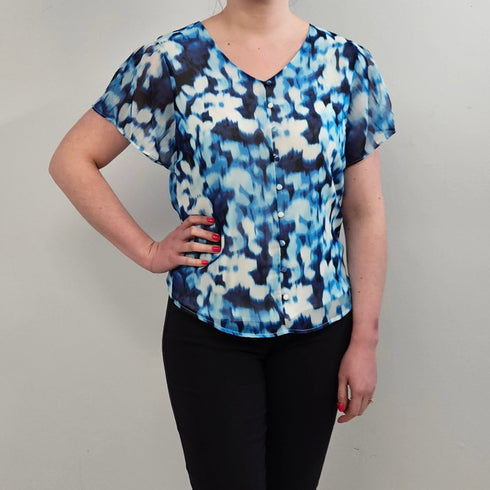 Emreco Angel Sleeve V Neck Button Blouse 020816EM