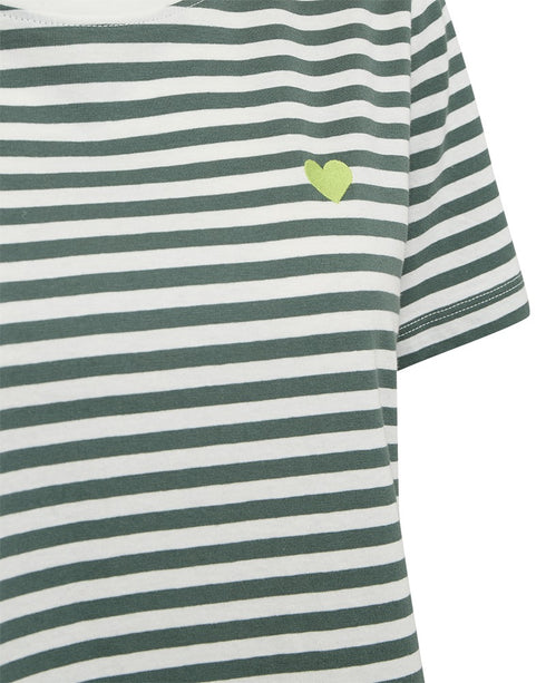Freequent FQMIAN Star Off White / Dark Forest Organic Cotton Striped T-Shirt 208288