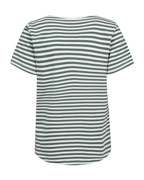 Freequent FQMIAN Star Off White / Dark Forest Organic Cotton Striped T-Shirt 208288