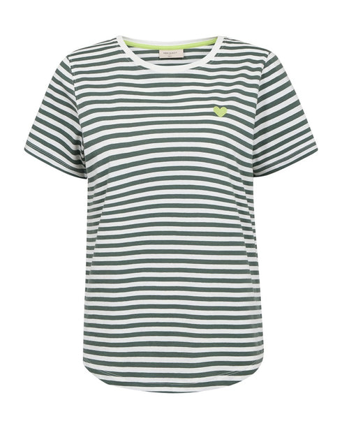 Freequent FQMIAN Star Off White / Dark Forest Organic Cotton Striped T-Shirt 208288