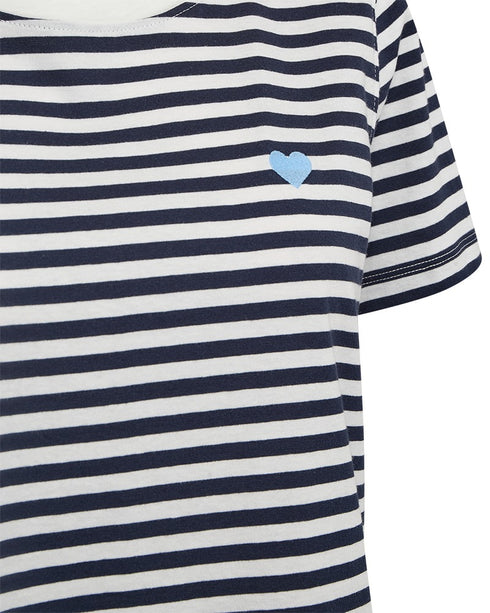 Freequent FQMIAN Star Offwhite w. Navy Blazer Organic Cotton Striped T-Shirt 208288