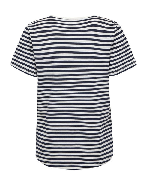 Freequent FQMIAN Star Offwhite w. Navy Blazer Organic Cotton Striped T-Shirt 208288