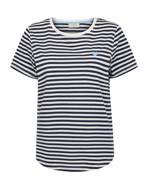 Freequent FQMIAN Star Offwhite w. Navy Blazer Organic Cotton Striped T-Shirt 208288