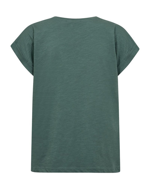 Freequent Womens Dark Forest FQ VIVA Organic Cotton V-Detail T-Shirt 208305