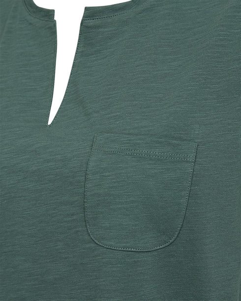 Freequent Womens Dark Forest FQ VIVA Organic Cotton V-Detail T-Shirt 208305