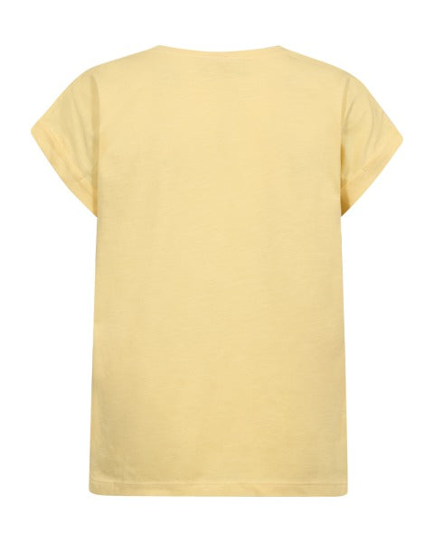Freequent Womens Golden Haze FQ VIVA Organic Cotton V-Detail T-Shirt 208305