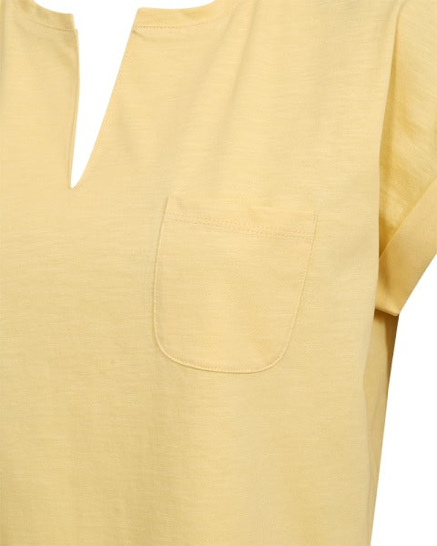 Freequent Womens Golden Haze FQ VIVA Organic Cotton V-Detail T-Shirt 208305