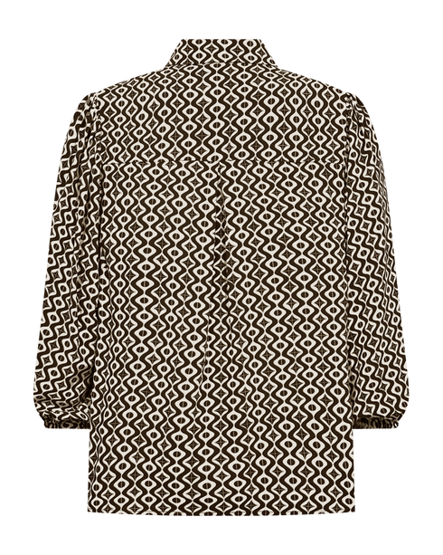 Freequent FQADNEY-SHIRT Printed Three-Quarter Sleeve Shirt 211376 Moonbeam and Mole Brown