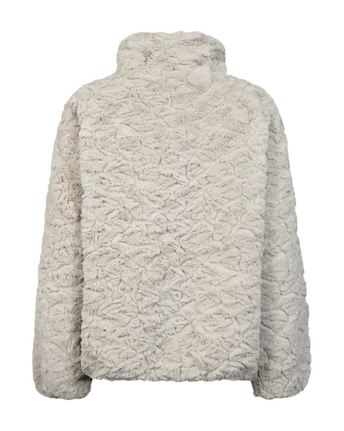 Freequent FQFOBY Curly Faux Fur Zip-Up Jacket 211521 - Moonbeam