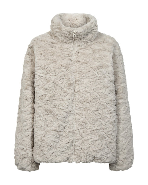 Freequent FQFOBY Curly Faux Fur Zip-Up Jacket 211521 - Moonbeam