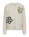 Freequent Womens Embroidered Knit Cardigan 211606 MBDF - Moonbeam Melange W. Deep Forest