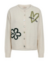 Freequent Womens Embroidered Knit Cardigan 211606 MBDF - Moonbeam Melange W. Deep Forest