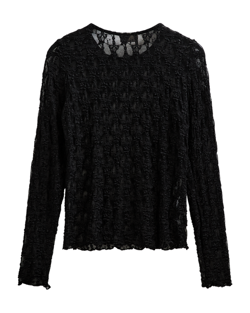 Freequent FQREDDY-TEE Textured Long-Sleeve Lace Top 211713 Black
