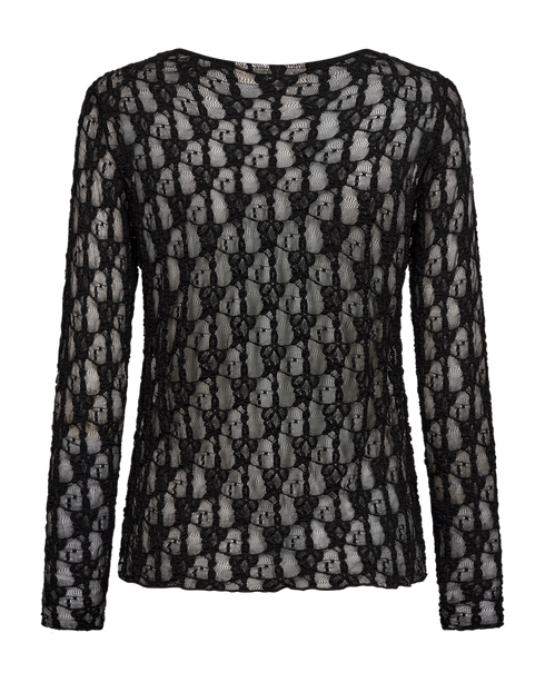 Freequent FQREDDY-TEE Textured Long-Sleeve Lace Top 211713 Black
