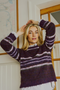 Freequent FQLIPPI Brushed Stripe Recycled-Blend Pullover 211719 NS - Nightshade Melange / Iris Melan