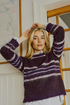 Freequent FQLIPPI Brushed Stripe Recycled-Blend Pullover 211719 NS - Nightshade Melange / Iris Melan