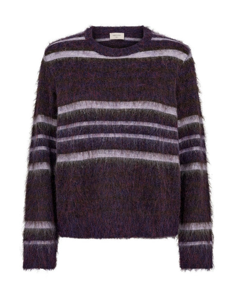 Freequent FQLIPPI Brushed Stripe Recycled-Blend Pullover 211719 NS - Nightshade Melange / Iris Melan