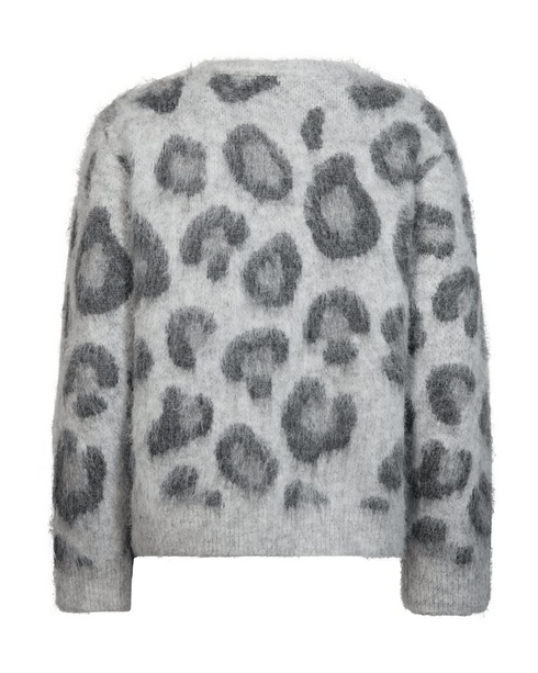 Freequent FQLIPPI Brushed Leopard-Print Cardigan 211722 LG - Light Grey