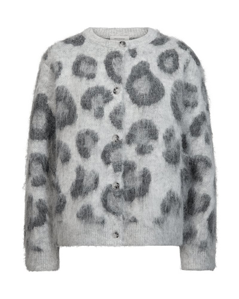 Freequent FQLIPPI Brushed Leopard-Print Cardigan 211722 LG - Light Grey