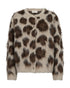 Freequent FQLIPPI Brushed Leopard-Print Cardigan 211711 OG - Oyster / Mole Melange
