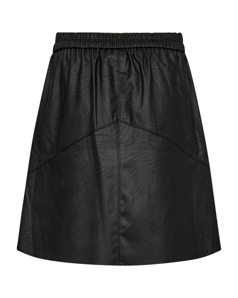 Freequent FQHARLEY Panelled Faux Leather A-Line Skirt 211747 - Black