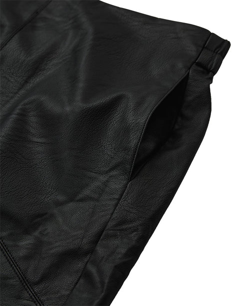 Freequent FQHARLEY Panelled Faux Leather A-Line Skirt 211747 - Black