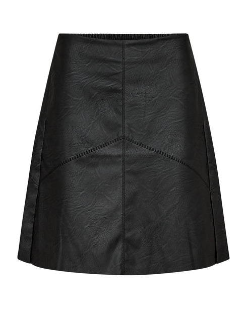 Freequent FQHARLEY Panelled Faux Leather A-Line Skirt 211747 - Black