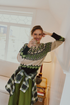 Freequent FQMERLA Nordic Jacquard Alpaca-Blend Pullover 211779 MDF - Moonbeam / Deep Forest