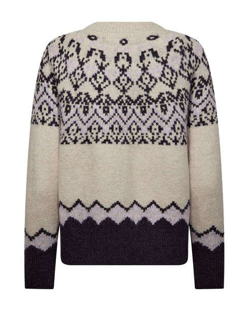 Freequent FQMERLA Nordic Jacquard Alpaca-Blend Pullover 211779 MN - Moonbeam / Nightshade