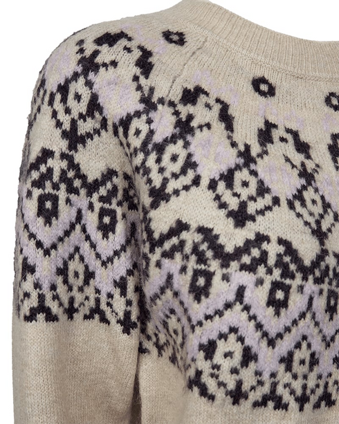 Freequent FQMERLA Nordic Jacquard Alpaca-Blend Pullover 211779 MN - Moonbeam / Nightshade