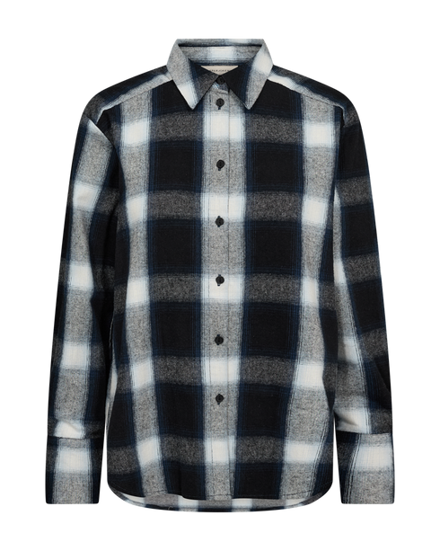 Freequent Womens FQERINO Brushed Cotton Check Shirt 211828 BLK - Black w. Moonlit Ocean