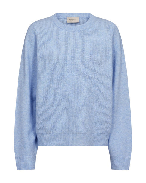 Freequent FQHARA Soft Wool Blend O-Neck Pullover 211972 CHAMB - Chambray Blue Melange