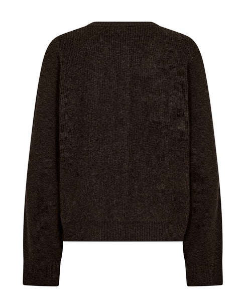 Freequent FQHARA Fisherman Stitch Wool Blend Cardigan 211973 MOLE - Mole Melange
